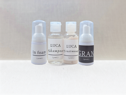 KAMI Lab Discovery Set - In foam, LUCA Shampoo, LUCA Treatment, GRAN travel sizes (30mL each)